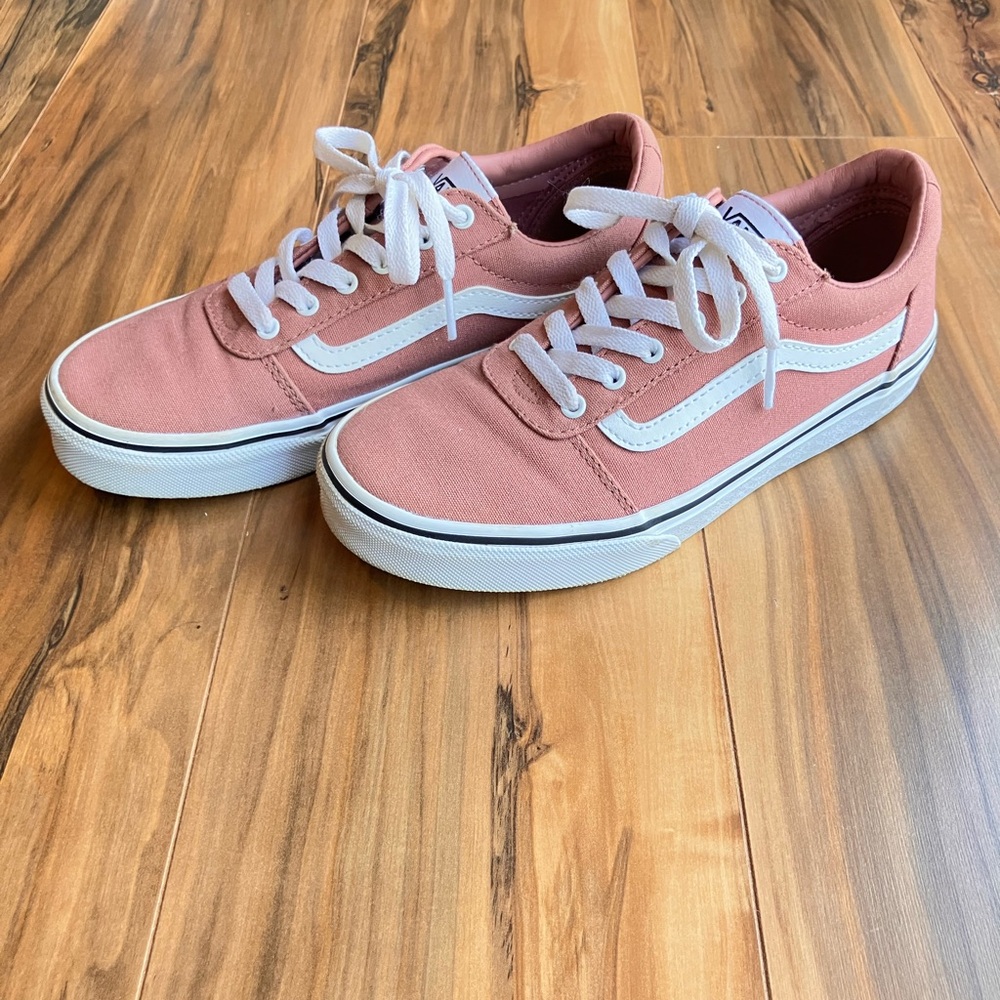 Vans Pink Canvas Low-Top Sneakers with White Stripe
